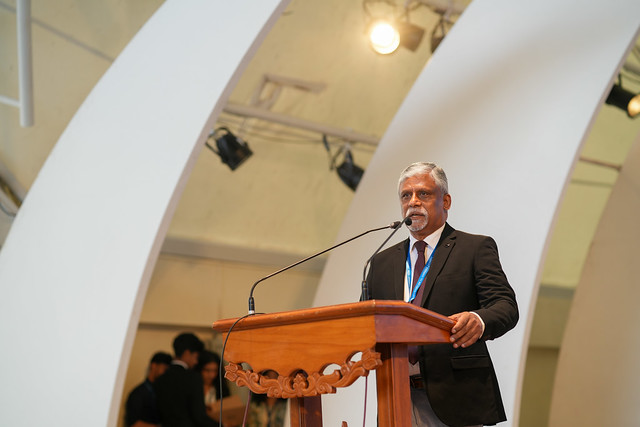 Speaker at podium