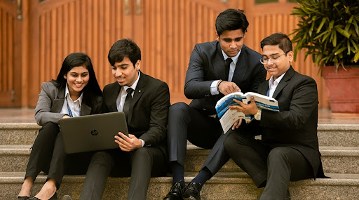 Students working
